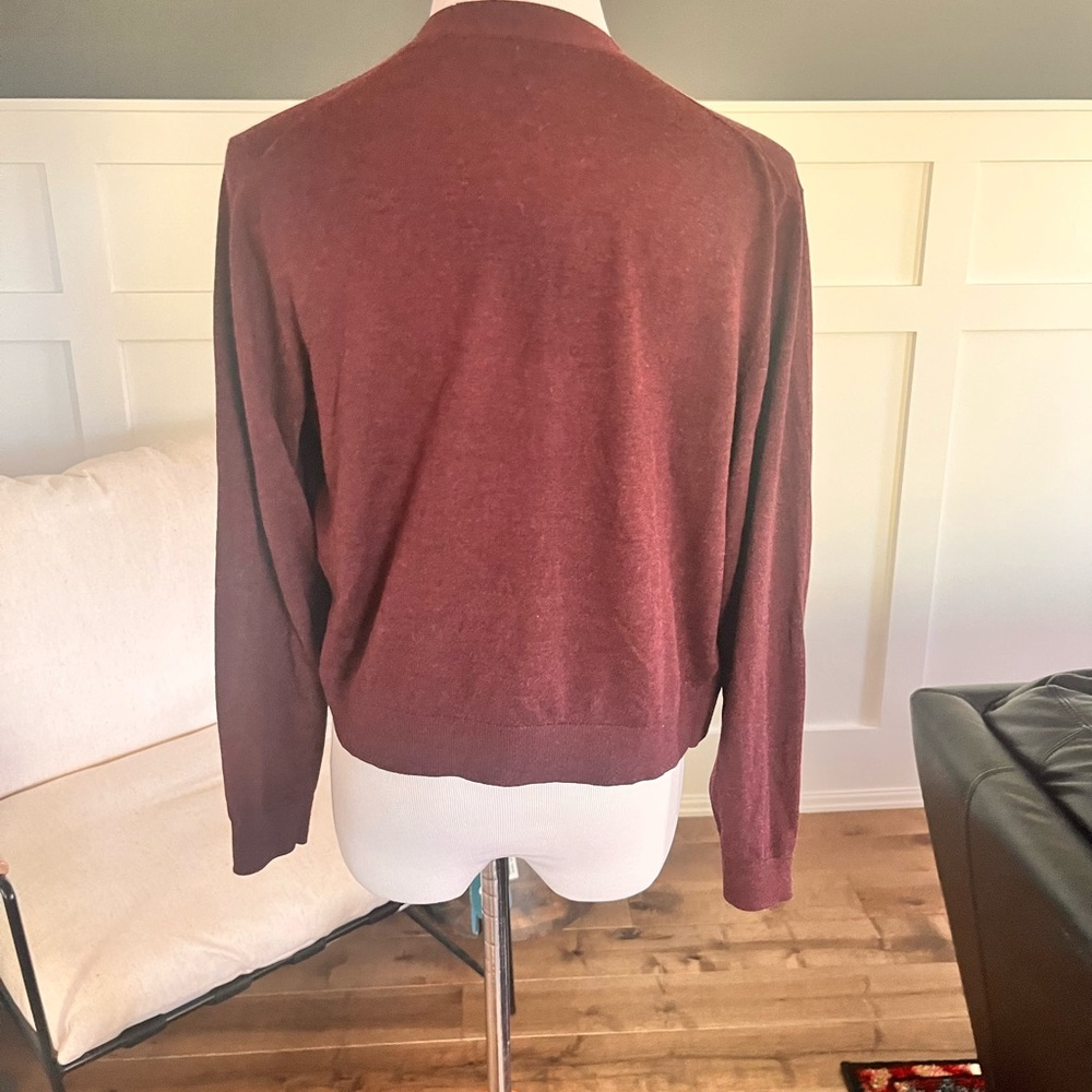 Women's Burgundy Cardigan Sweater - Picture 3 of 4